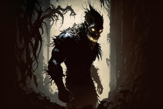 Dark monster is in the shadows Beautiful illustrationobraz generatywna ai