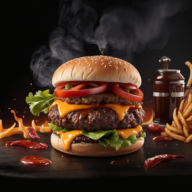 Darmowe najlepsze zdjęcia pikantnych burgerów zaspokoją Twoje pragnienia Generacyjna sztuczna inteligencja