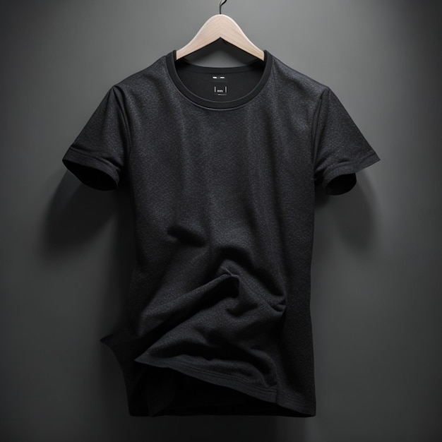 Darmowe zdjęcie czarne koszulki makieta koncepcja z miejsca na kopię na szarym tle