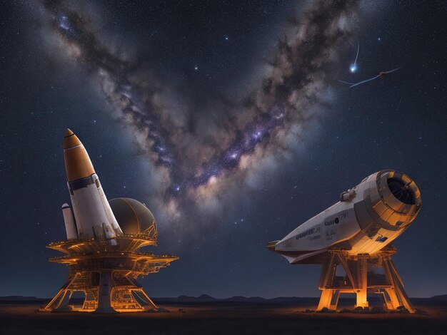 Darmowe zdjęcie galaktyczne nocne niebo astronomia i nauka połączona generatywna ai
