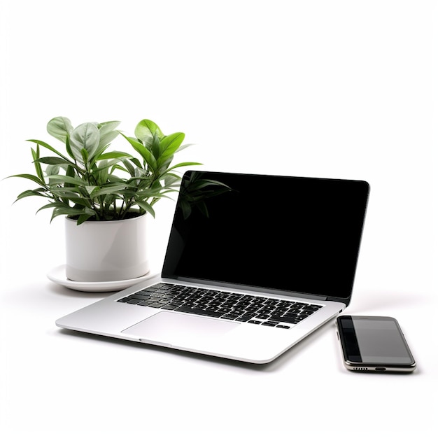 Darmowe zdjęcie kompozycji laptopa i smartfona na białym tle