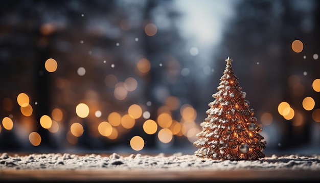 Darmowe zdjęcie Snow blank z niewyraźną choinką i jasnym tłem bokeh