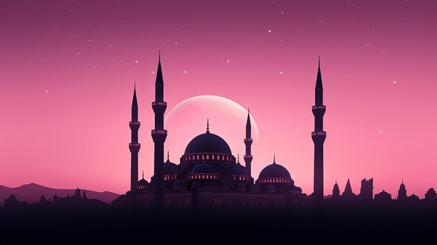 Darmowe zdjęcie sylwetka wież meczetu i półksiężyca