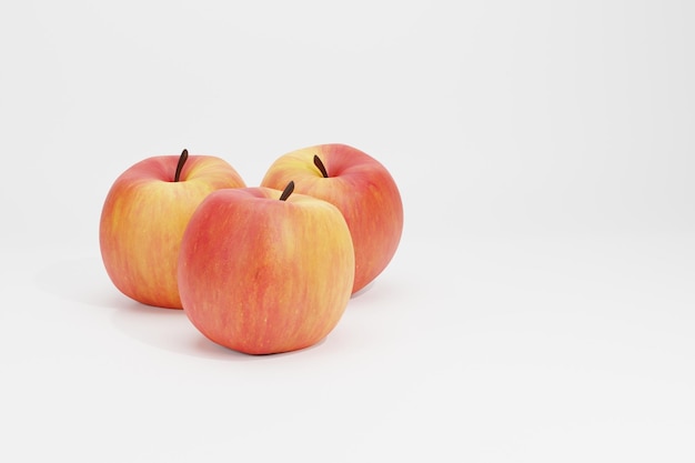 Darmowe zdjęcie trzy jabłka na białym tle