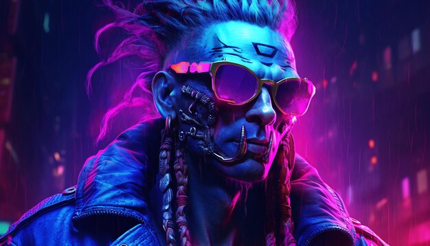 darmowy cyberpunk neon men tło