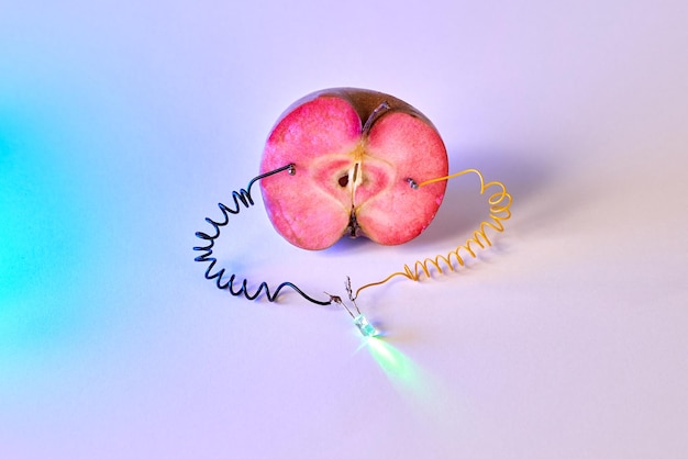 Darmowy generator energii elektrycznej za pomocą jabłka.