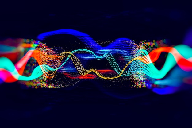 Data Science abstrakcyjne tło technologiczne w żywych kolorach z rozmytymi falami Futurystyczny baner hitech