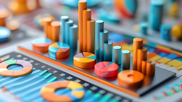 Zdjęcie datadriven finance 3d icon ilustrujący moc analityki i wglądu w stylu kreskówki