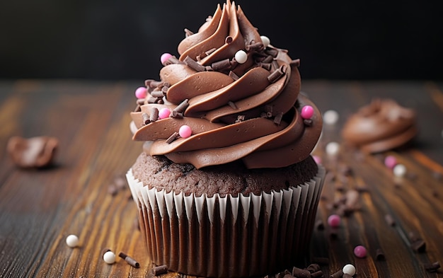 Decadent Delight Chocolate Cupcake z luscious Frosting Generative AI