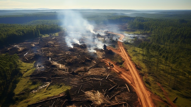 Zdjęcie deforestacja problem środowiskowy lasy deszczowe zniszczone