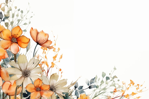 Dekoracja bukietu kwiatów akwarelowych izolowana na białym tle z przestrzenią do kopiowania