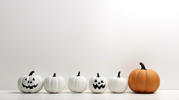 Dekoracja dyni Halloween z białym tłem i miejsca kopiowania ai generowane