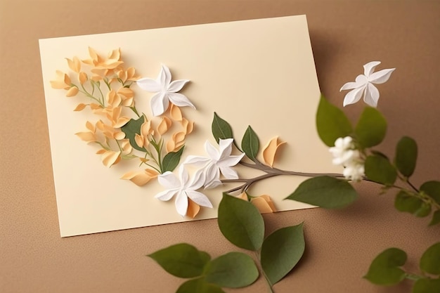dekoracja elementu botanicznego z pustym arkuszem papieru