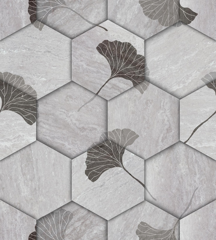 Zdjęcie dekoracja geometryczna z liśćmi ginkgo biloba
