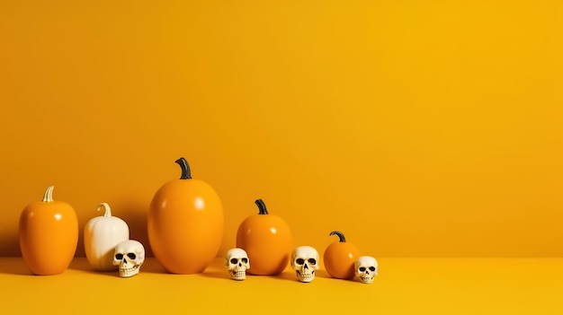 Dekoracja Halloween z pomarańczowym tłem i kopiowanie przestrzeni ai generowane