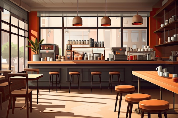 Dekoracja kawiarni Kawa na wynos i akcesoria stołowe