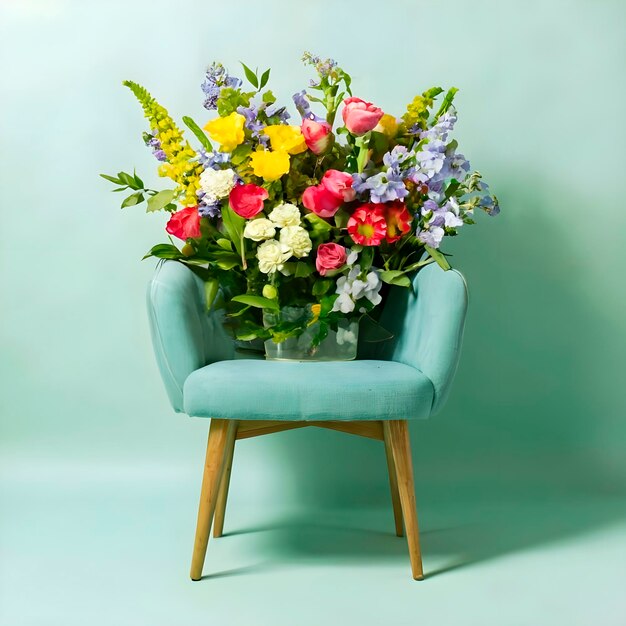 Dekoracja krzesła kwiatami ai generowane