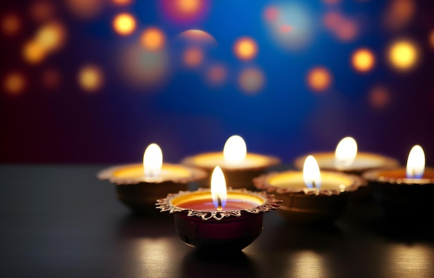 Dekoracja lamp naftowych podczas szczęśliwego festiwalu Diwali