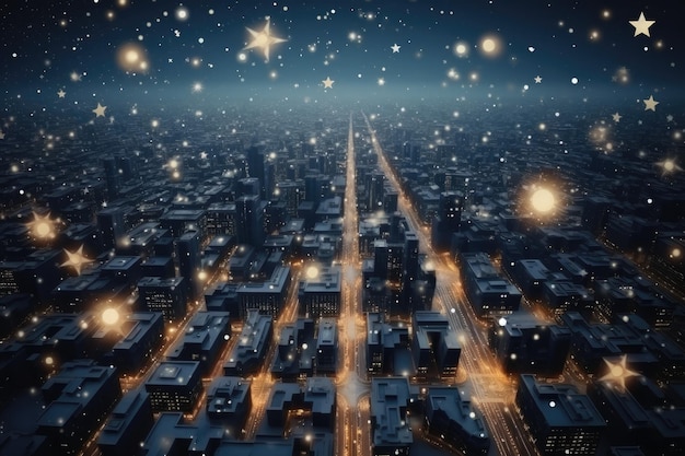 Dekoracja miasta na temat świąt Bożego Narodzenia Generatywna AI