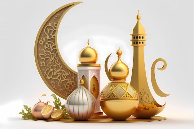 Dekoracja Ramadhan Kareem, ilustracja 3D