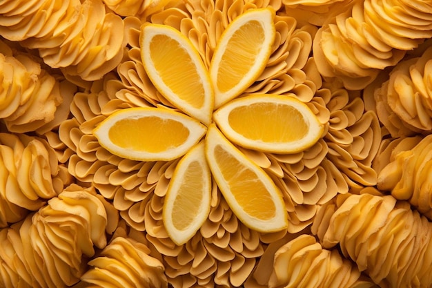 dekoracja w kształcie kwiatu z plasterkami pomarańczy.