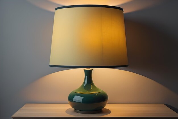 dekoracyjna lampa stołowa na jednolitym tle kolorowym ai generatywny