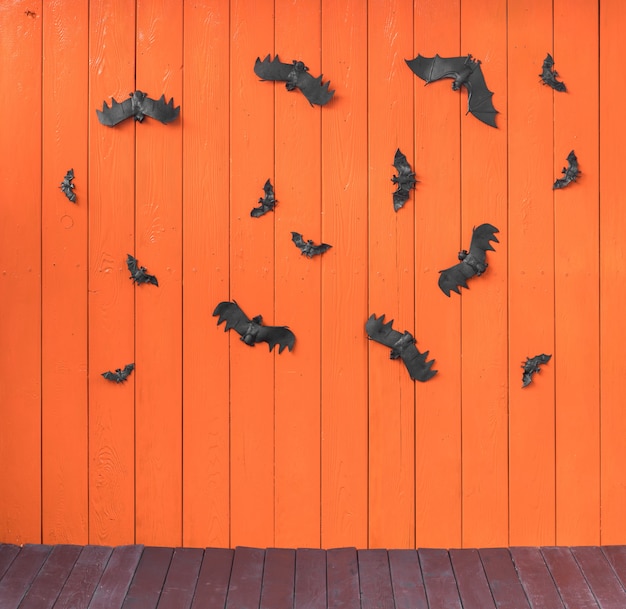 dekoracyjne drewniane halloween pomarańczowe tło