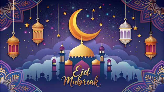 Dekoracyjne pozdrowienia festiwalu Eid Mubarak Tło