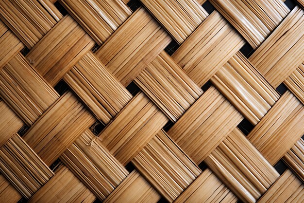 Dekoracyjne tradycyjne tkane bambusowe ogrodzenie z bliska strzał na tle