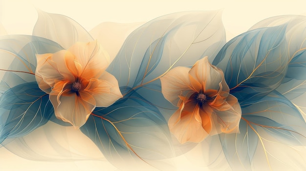Dekoracyjny projekt baneru z naturalnymi dekoracjami z abstrakcyjnym tłem artystycznym wykonanym z ręcznie narysowanych elementów kwiatów