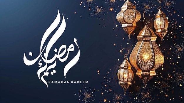 Dekoracyjny ramadan kareem arabski styl złoty księżyc baner