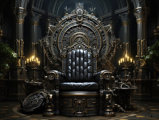 Dekorowana pusta sala tronu Czarny tron