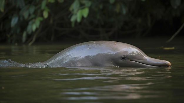 Delfin pływający w rzece