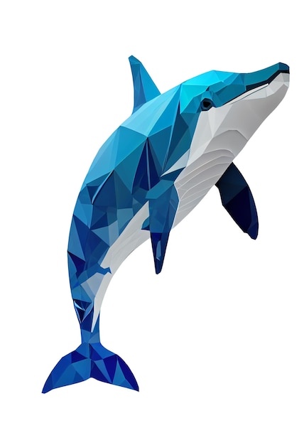 Delfin streszczenie lowpoly na białym tle