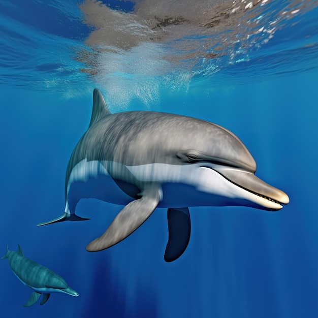 Zdjęcie delfiny pływające w turkusowej oceanie