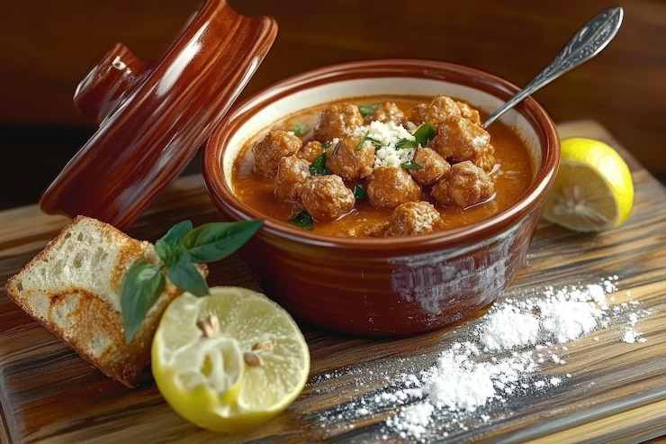 Zdjęcie delicioso bol de ful medames con habas pan y limon