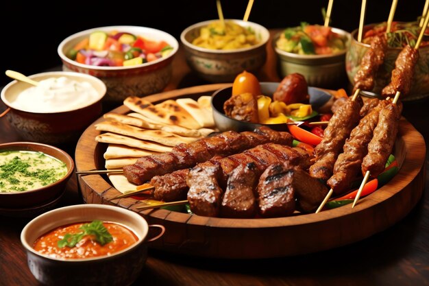 Delicius food bliskowschodni arabski lub śródziemnomorski stół obiadowy