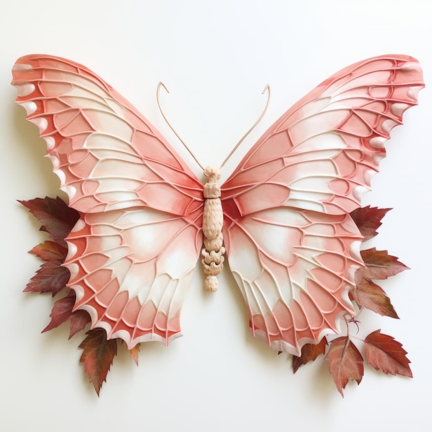 Delikatna sztuka ceramiczna Skrzydła motyla monarchy w różu