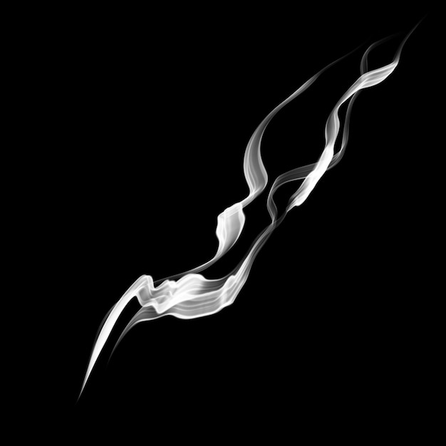 Delikatne białe fale dymu papierosowego na czarnym tle