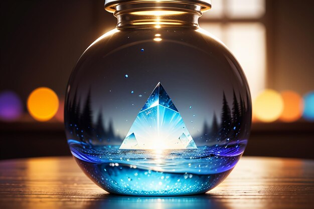 Zdjęcie delikatne szklane butelki naturalne światło hd z bliska atmosferycznej tapety tła ilustracji