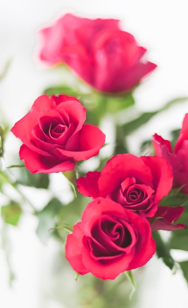 Zdjęcie delikatny bukiet różowych róż kwiatowy prezent i piękne kwiaty