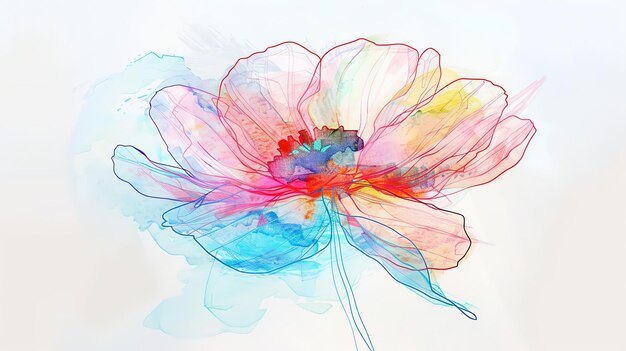 Zdjęcie delikatny i kolorowy kwiat akwarelowy miękkie pastelowe kolory nadają się do każdego wzoru