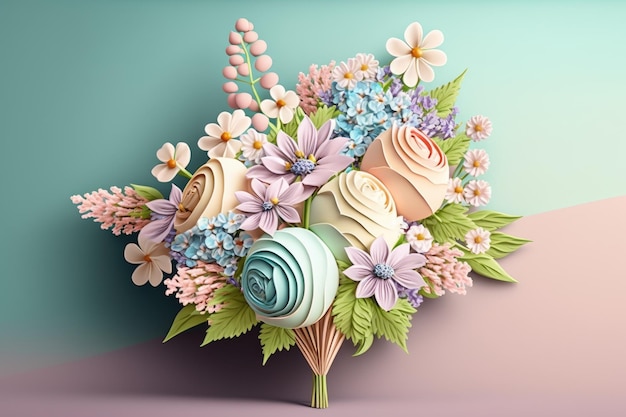 Delikatny pastelowy bukiet kwiatów jak cukierki na życzenia urodzinowe