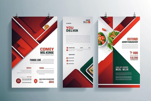 Delivery Food Flyer Pamphlet broszura wzór wektorowy w rozmiarze A4 Zdrowy posiłek