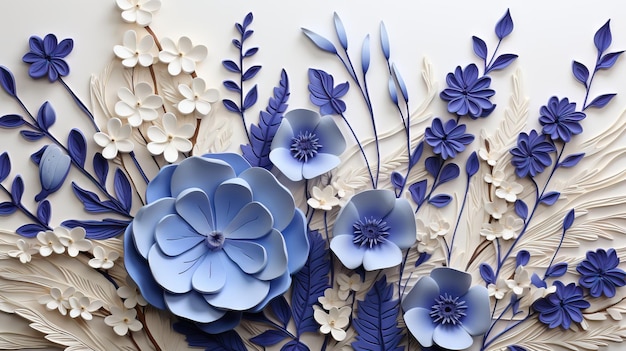 delphinium i kwiat lawendy nóż do malowania dzieł sztuki z bzu i fioletu kwiatowego