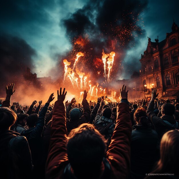 Zdjęcie demonstracja ludzi masa demonstracja tłum