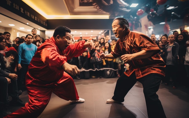 Demonstracja sztuk walki w chińskiej tradycji Nowego Roku