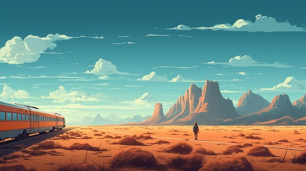 Desert Train Neogeo Minimalist Animation zainspirowany filmami podróżniczymi z 2015 roku