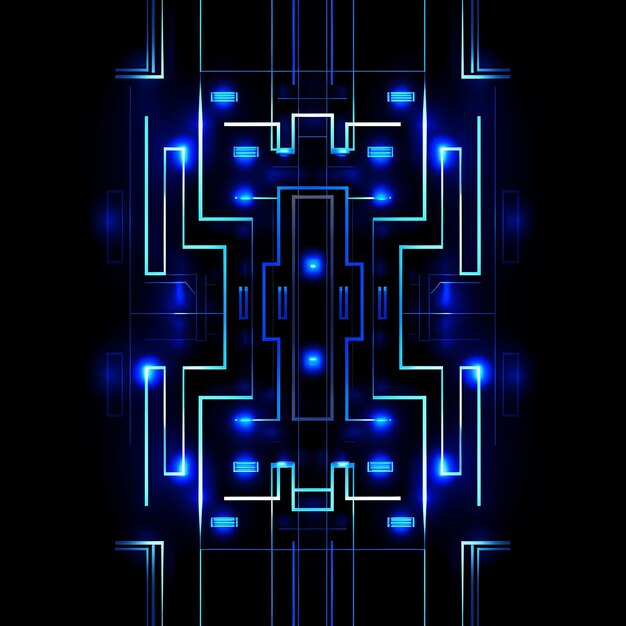 Design of Geometric Borderline Design Neon Lines Style Circuit Board D Clipart Tshirt Design Glow