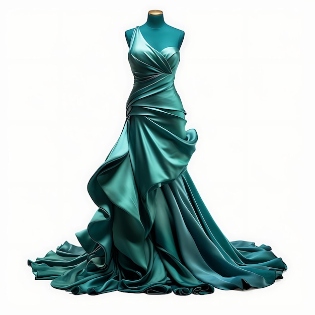 Design of Gown Satin Mermaid Design Style for Women All Ages Form Fitt Izolowany na białym BG Blank